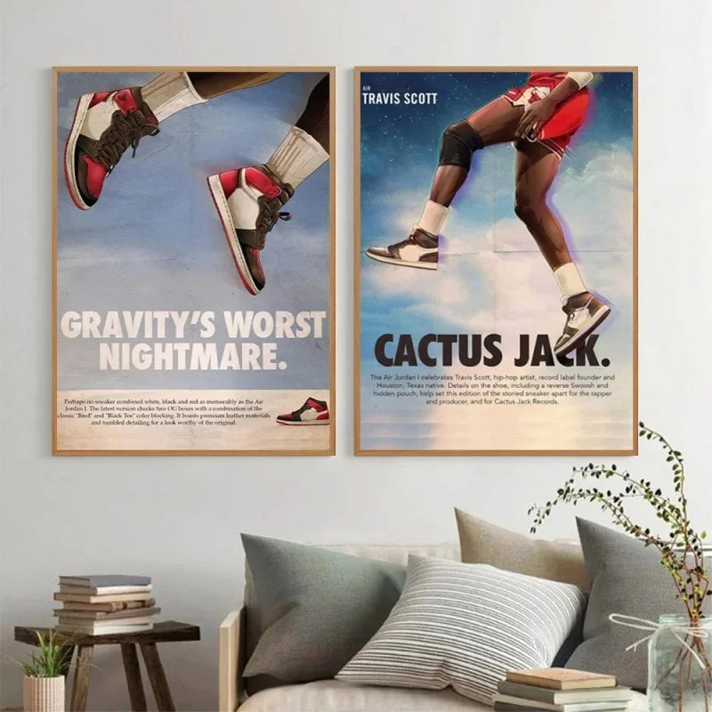 Basketball Sneakers Poster Wall Art Retro Style