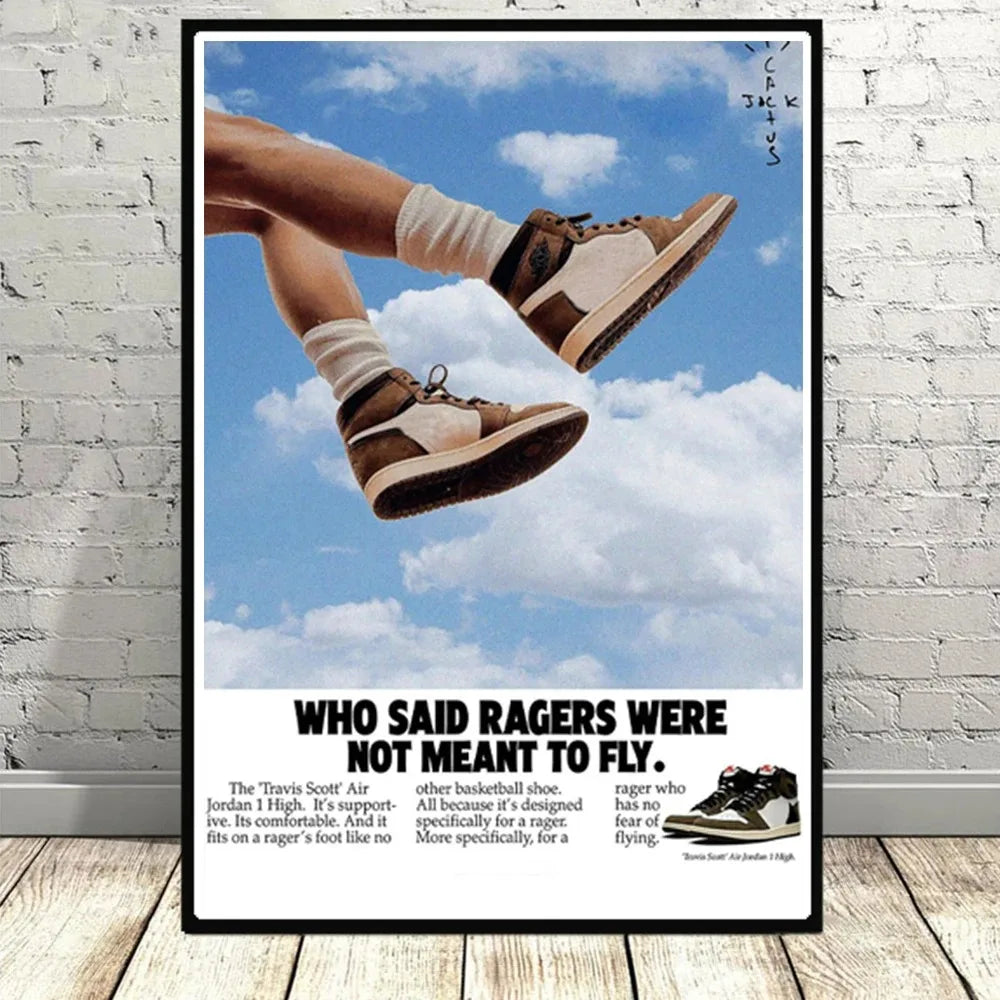 Basketball Sneakers Poster Wall Art Retro Style