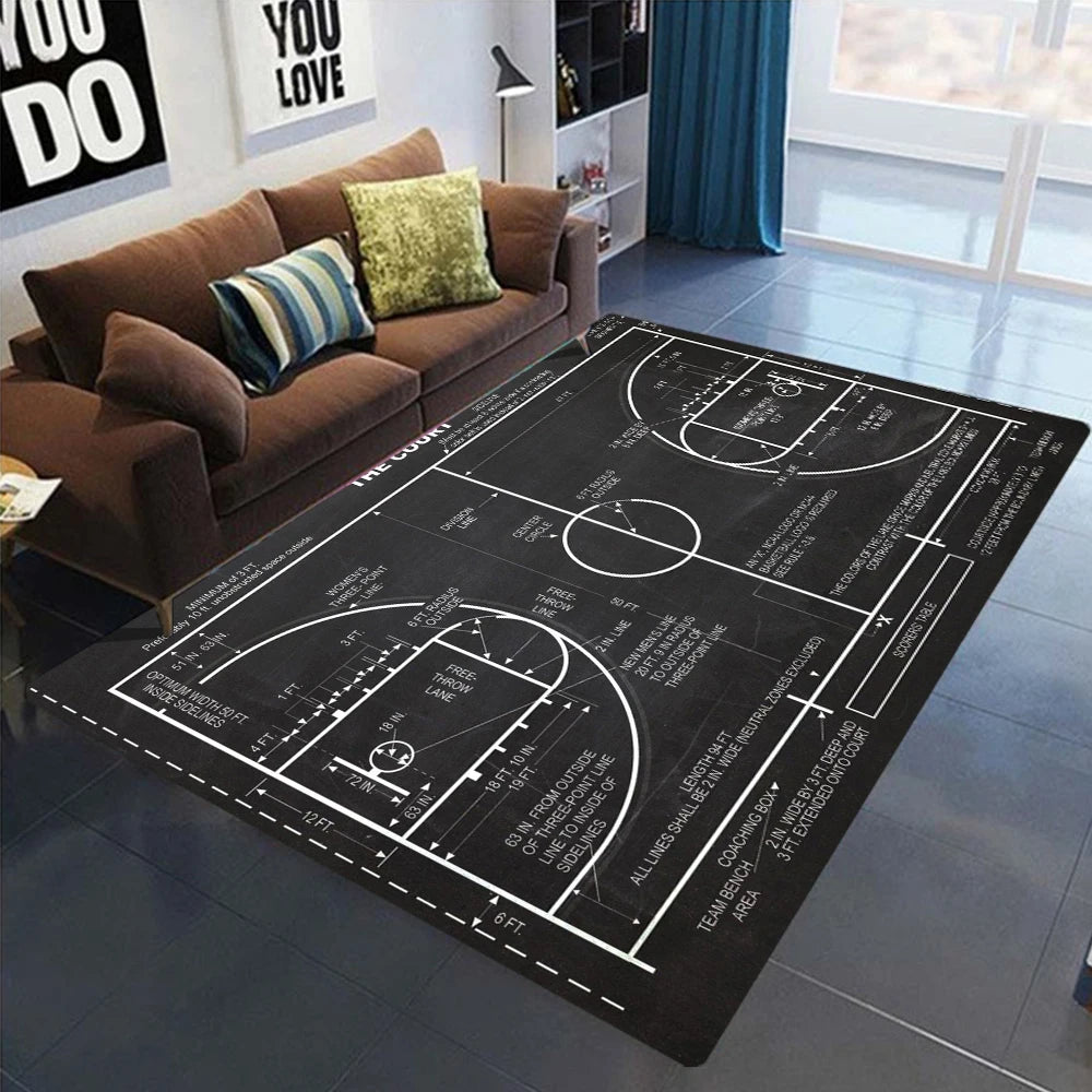 Basketball Court Themed Area Rug