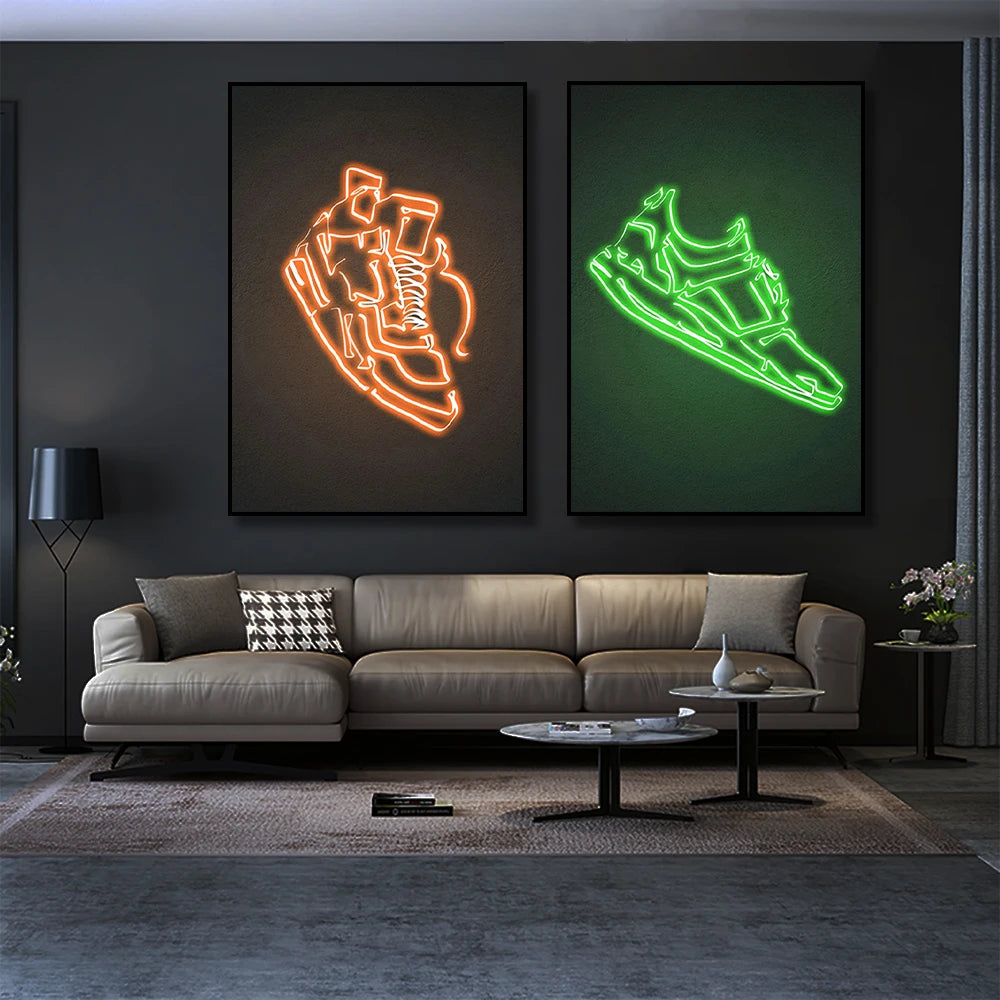 Graffiti Sneakers Wall Art Poster Neon
