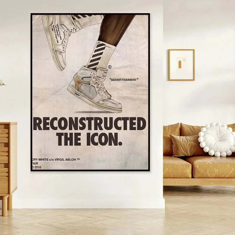 Basketball Sneakers Poster Wall Art Retro Style