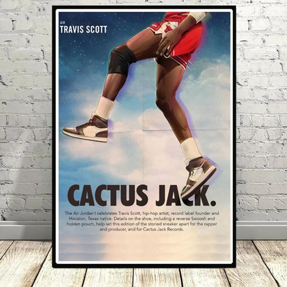 Basketball Sneakers Poster Wall Art Retro Style