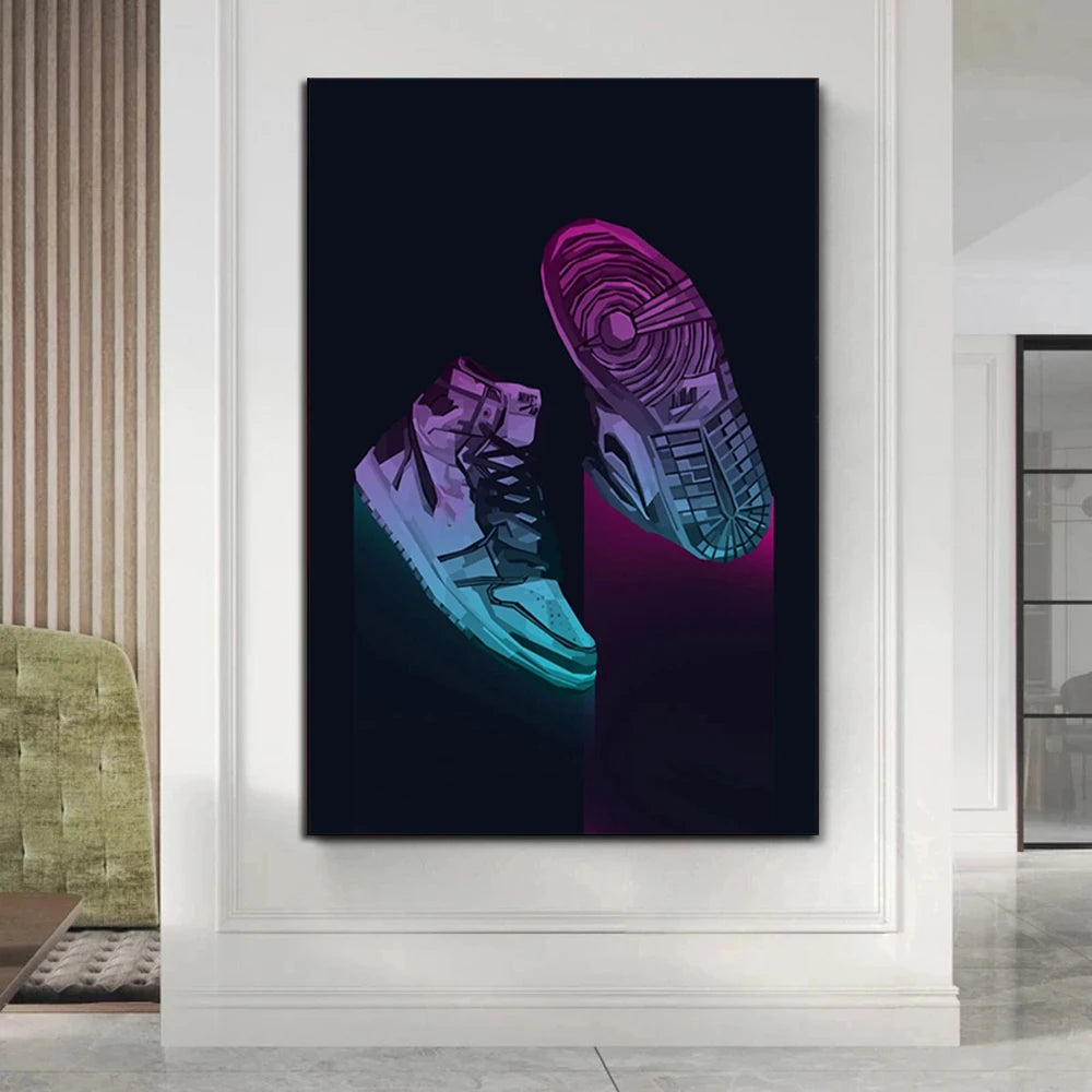 Graffiti Sneakers Wall Art Poster Neon
