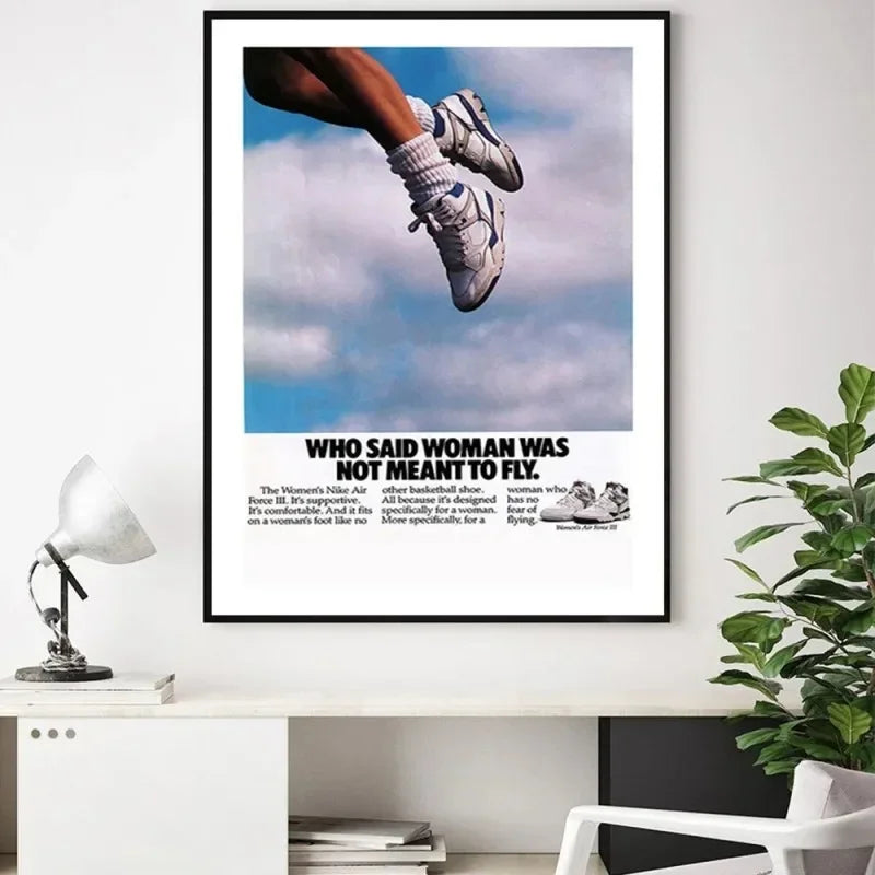 Basketball Sneakers Poster Wall Art Retro Style