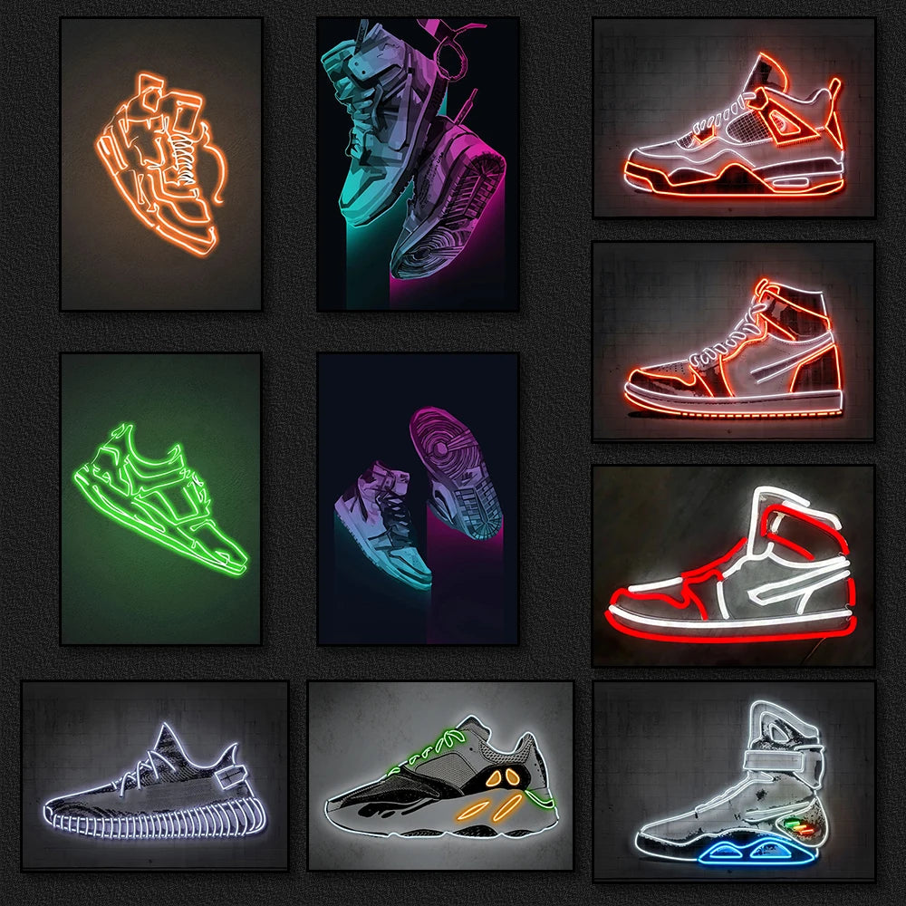 Graffiti Sneakers Wall Art Poster Neon