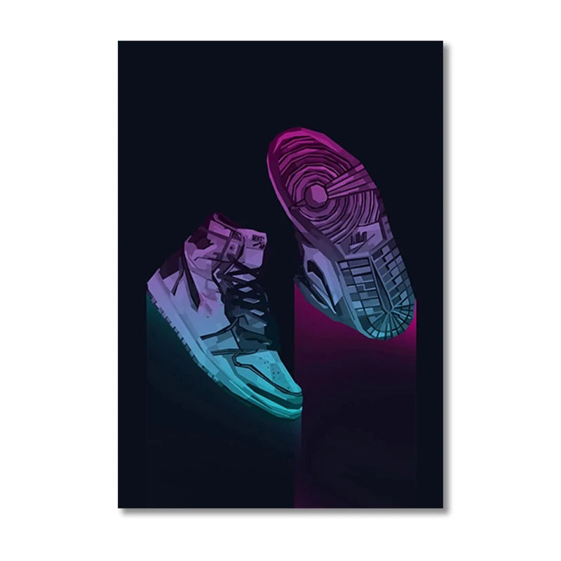 Graffiti Sneakers Wall Art Poster Neon