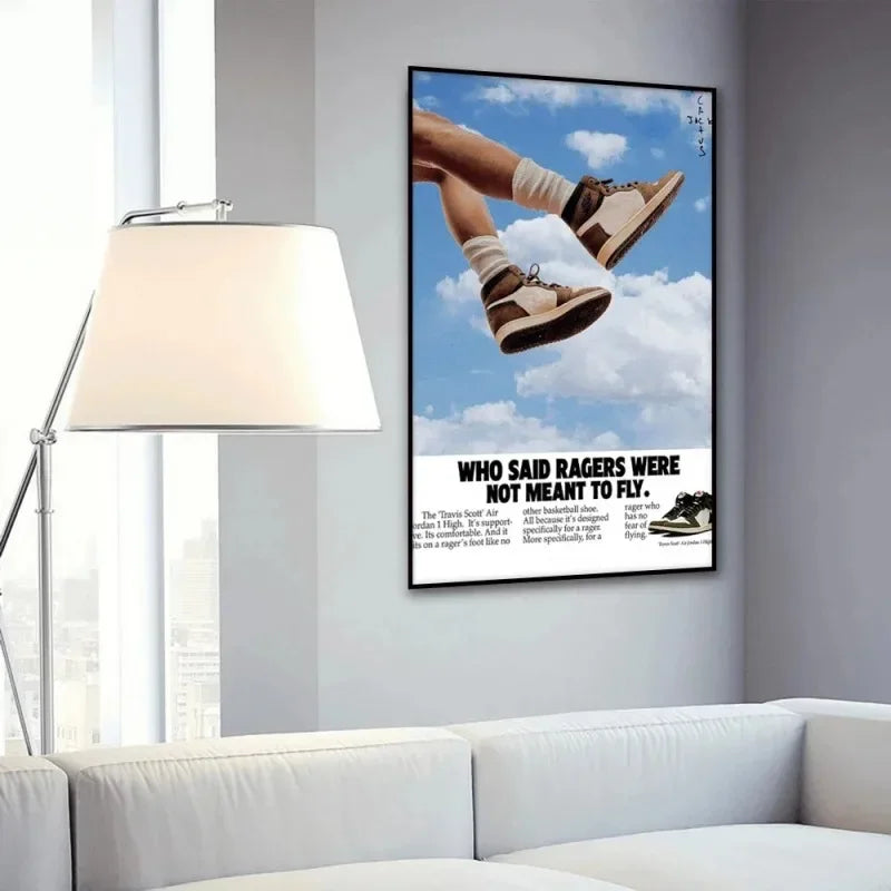 Basketball Sneakers Poster Wall Art Retro Style