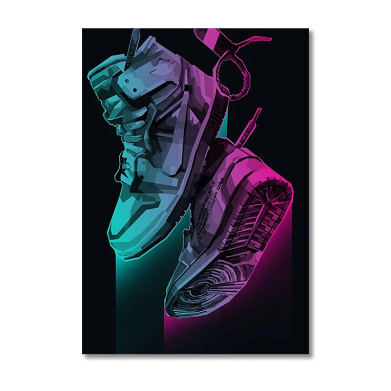 Graffiti Sneakers Wall Art Poster Neon