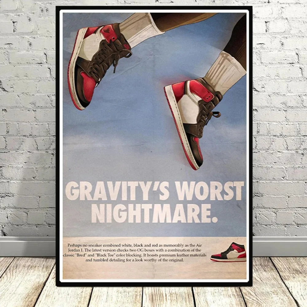 Basketball Sneakers Poster Wall Art Retro Style