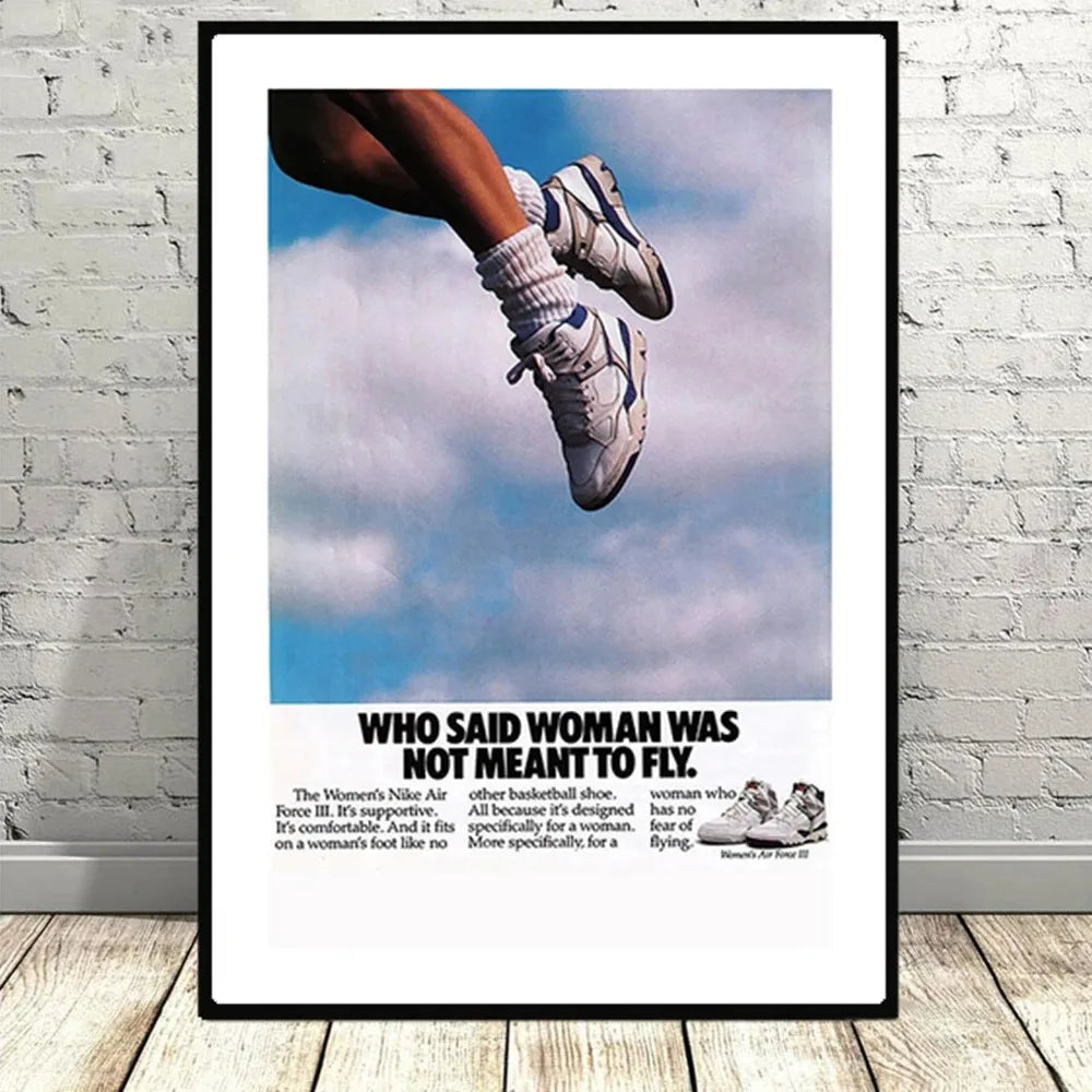 Basketball Sneakers Poster Wall Art Retro Style