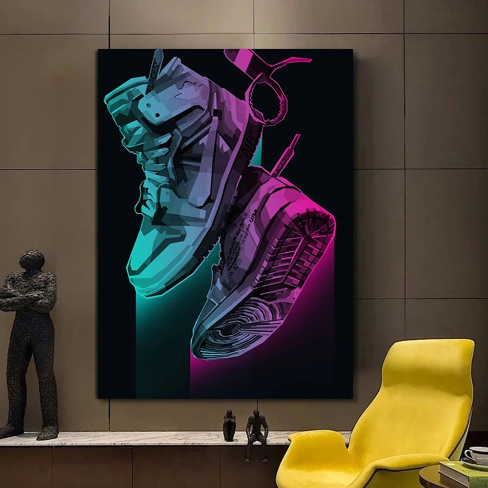 Graffiti Sneakers Wall Art Poster Neon