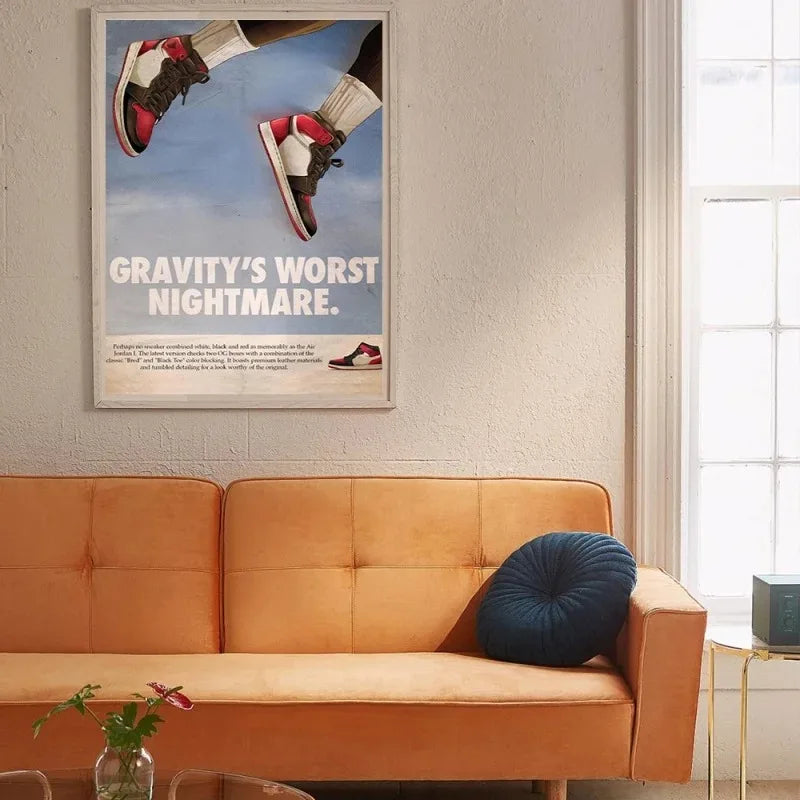 Basketball Sneakers Poster Wall Art Retro Style